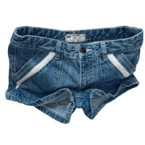 free people chambray denim lace broderie anglaise pocket trim jean shorts 27